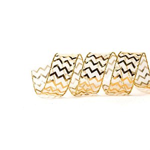 Fita de Natal Voal Missoni Ouro 3,8cm - 1 Un