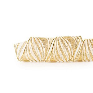 Fita de Natal Voal Ondas Ouro 6,3cm (Fita para Presente) - 1 Un