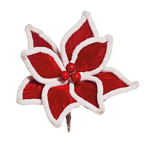 Flor Decorativa em Veludo Vermelho 15 cm