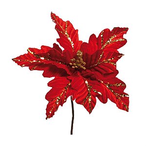 Flor Vermelho e Ouro Cabo Médio