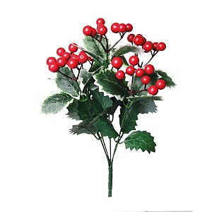 Galho Azevinho com Frutas Verde e Vermelho - 1 Un