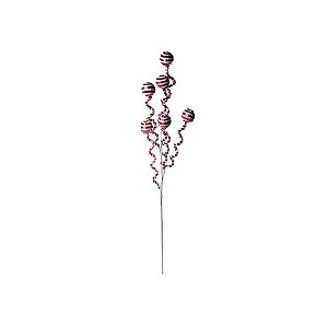 Galho Bolas e Listra Lantejoula Vermelho e Branca (Sweet Sugar) - 12 Un