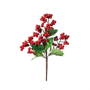 Galho Médio Folhas e Frutas Vermelho e Verde (Galhos Médios) - 1 Un