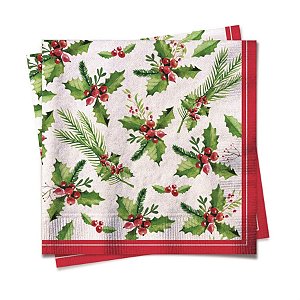 Guardanapo de Natal Azevinho 32,5X32,5cm com 20 Folhas