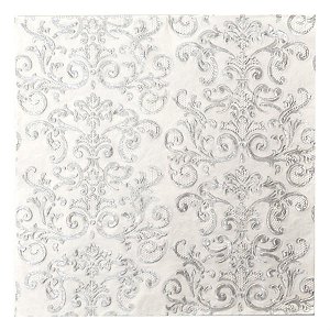 Guardanapo de Natal Branco e Prata 32,5X32,5cm (Guardanapo de Natal s) com 20 Folhas