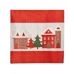 Guardanapo de Natal Cidade Colorido 32,5X32,5cm (Guardanapo de Natal s) com 20 Folhas