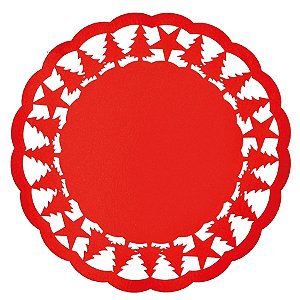 Jogo Americano Redondo Pinheiro Vermelho - 4 Un