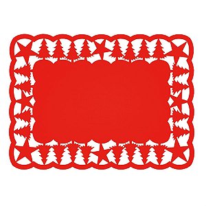 Jogo Americano Retangular Pinheiro Vermelho