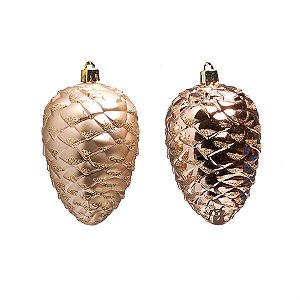 Jogo de Pinhas Rosê Gold 10cm (Enfeites) - 3 Peças