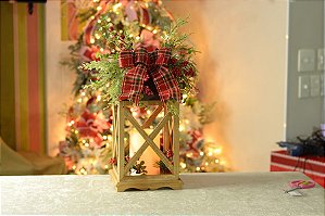 Lanterna Madeira Topo Metal Colorido