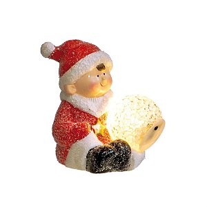 Menino com Bola de Led Vermelho e Branco