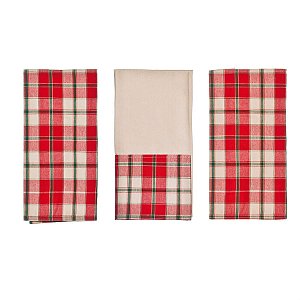 Pano de Copa Xadrez Vermelho e Branco 70X50cm (Homemade) - 2 Peças