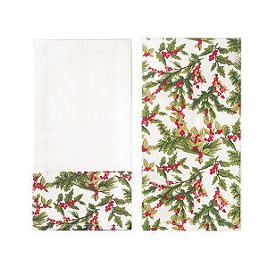 Pano de Prato Azevinho Vermelho e Verde Bandeira 50X70 cm