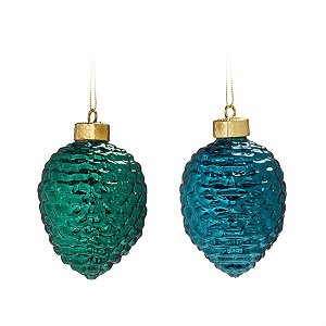 Pinha Azul e Verde Bandeira 10cm - 4 Un