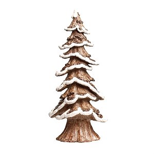 Pinheiro Madeira Nevado Marrom e Branco 10cm