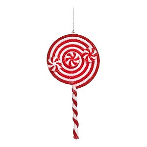 Pirulito Decorativo Vermelho e Branco - 3 Un