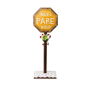 Placa Decorativa Noel Pare Aqui Marrom e Amar (Wonderland)