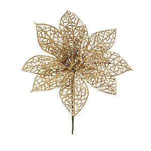 Poinsettia com Glitter Nude (Flores Cabo Curto) - 1 Un