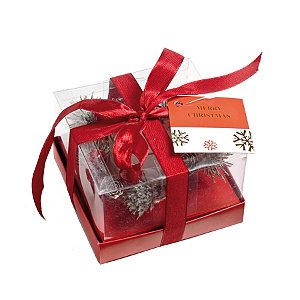 Porta Vela com Vela Decorado com Mini Guirlanda Vermelha