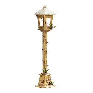 Poste de Luz Nevado com Frutas e Led Marrom 100cm