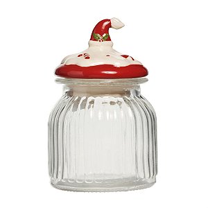 Pote Canelado com Gorro Incolor e Vermelho Tamanho M