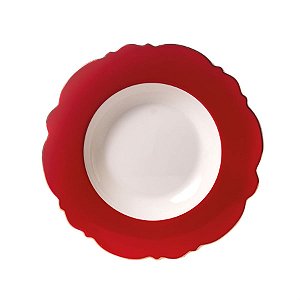 Prato Fundo com Borda Lisa Vermelho e Branca