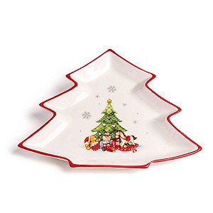 Prato Pinheiro Vermelho e Verde Tamanho G (Cerâmica Wishes) - 2 Un