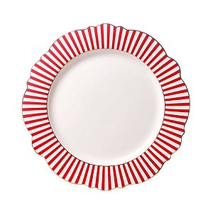 Prato Raso com Listras Vermelho e Branca (Sweet Sugar) - 4 Un