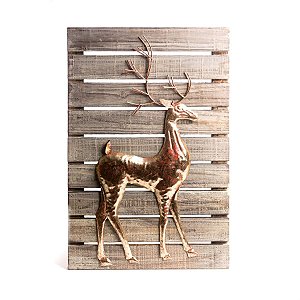 Quadro Rena Direita Marrom e Ouro