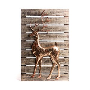 Quadro Rena Esquerda Marrom e Ouro