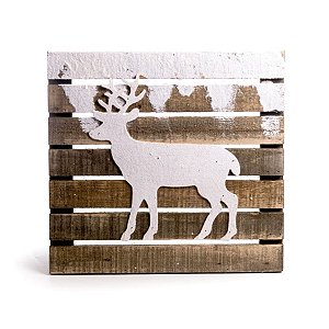 Quadro Rena Nevado Marrom e Branco