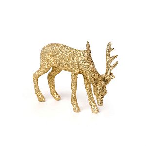 Rena de Natal em Pé de Cabeça Baixa Brilhante Ouro 10cm