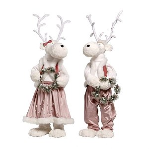 Rena de Natal Vestido e Rena de Natal Macacão Rosê Gold 90cm