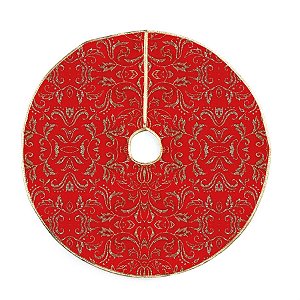 Saia com Folhas Ouro e Vermelho 120cm