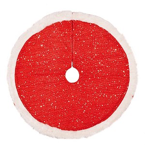 Saia de Árvore de Natal com Borda de Pelúcia Vermelho (Sparkling)