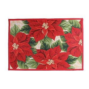 Tapete de Natal com Poinsettias Vermelho e Verde 50X70cm (Living) - 2 Un