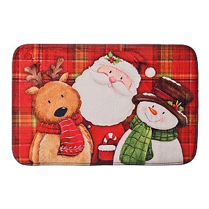 Tapete de Natal Xadrez Branco e Vermelho