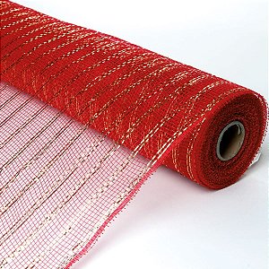 Tela Decorativa Vermelho e Ouro 50X900cm (Telas e Tecidos)