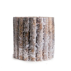 Tronco Madeira Decorativo com Neve Branco Tamanho G