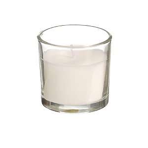 Vela em Copo de Vidro com Aroma Vanilla. Vela Offwhite com 3% de Aroma Vanilla. - 6 Un
