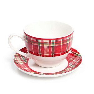 Xicaras Chá com Pires Vermelho e Branca (Magic Forest) - 4 Peças