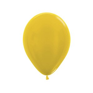 Balão Látex Metal Amarelo 5" / 13cm - 50 Un