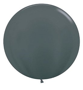 Balão Gigante Látex Metal Grafite 24" / 60cm - 3 Un
