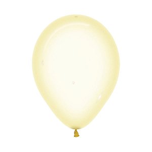 Balão Látex Cristal Pastel Amarelo 5" / 13cm - 50 Un