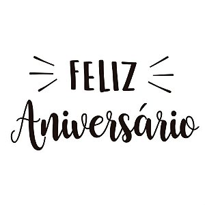 Lettering Transfer para Balão Feliz Aniversário Preto G 32X28 cm