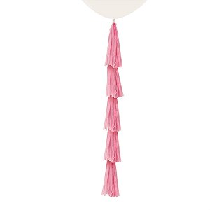 Adereço para Balão Franja Tassel Papel Rosa 25X35 cm