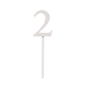 Topo de Bolo Espeto Número 2 Branco