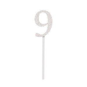Topo de Bolo Espeto Número 9 Branco