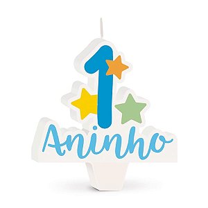 Cromus - Vela Especial 1° Aninho Estrelas Azul - 1 unidade