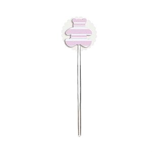 Pick para Docinhos com Ursinho Rosa Branca - 24 Peças